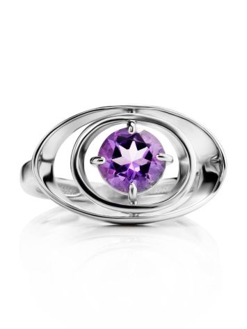 Silver Ring With Twinkling Amethyst Centerstone, Ring Size: 6 / 16.5, image , picture 3