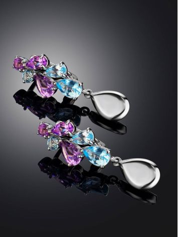 Silver Dangles With Amethyst And Synthetic Topaz, image , picture 2