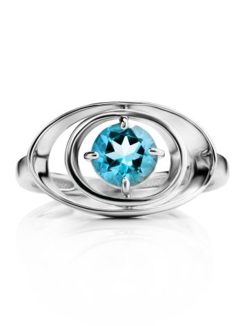 Silver Ring With Synthetic Topaz Centerstone, Ring Size: 5.5 / 16, image , picture 3
