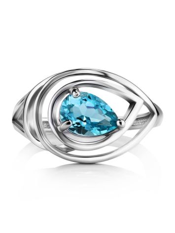 Silver Ring With Synthetic Topaz, Ring Size: 6.5 / 17, image , picture 4