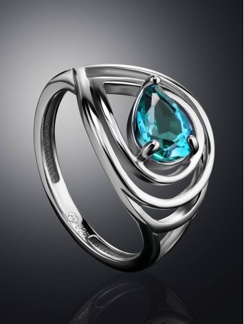 Silver Ring With Synthetic Topaz, Ring Size: 6.5 / 17, image , picture 2