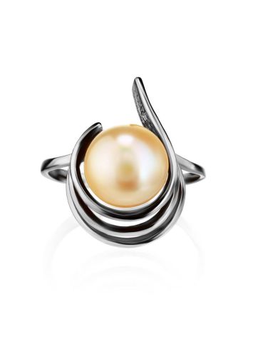 Sterling Silver Ring With Cultured Pearl The Serene, Ring Size: 6.5 / 17, image , picture 3