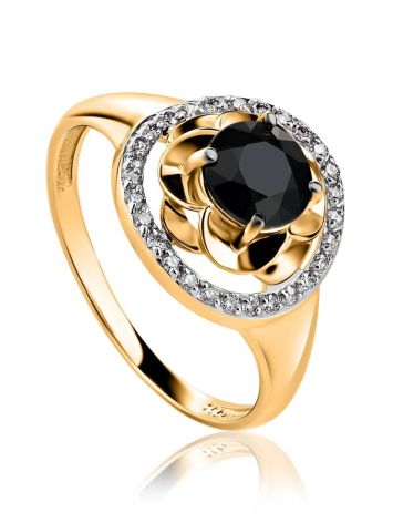 Golden Ring With Sapphire Centerpiece And Diamonds The Mermaid, Ring Size: 9 / 19, image 