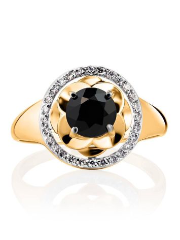 Golden Ring With Sapphire Centerpiece And Diamonds The Mermaid, Ring Size: 9 / 19, image , picture 3