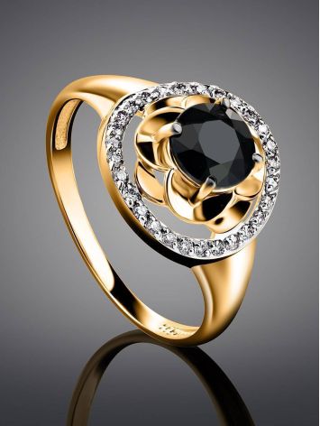 Golden Ring With Sapphire Centerpiece And Diamonds The Mermaid, Ring Size: 9 / 19, image , picture 2