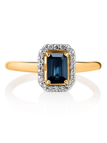 Golden Ring With Sapphire And Diamonds The Mermaid, Ring Size: 8 / 18, image , picture 3