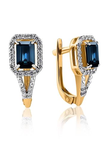 Sapphire Golden Earrings With Diamonds The Mermaid, image 