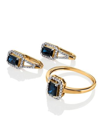 Golden Ring With Sapphire And Diamonds The Mermaid, Ring Size: 8 / 18, image , picture 4
