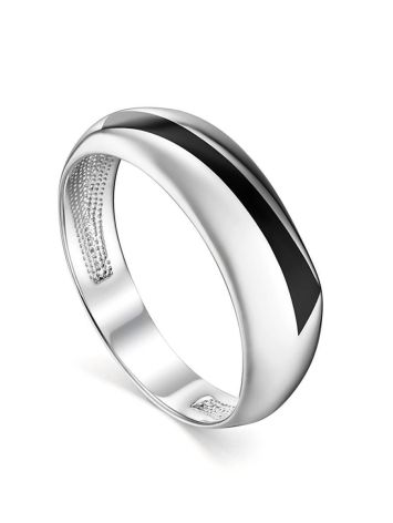 Silver Ring With Black Enamel, Ring Size: 6.5 / 17, image 
