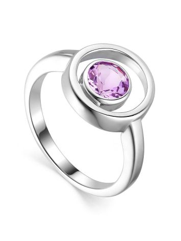 Stylish Silver Amethyst Ring, Ring Size: 8.5 / 18.5, image 