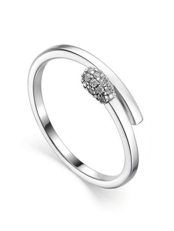 Silver Ring With White Crystals, Ring Size: 6 / 16.5, image 
