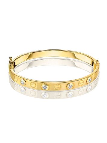 Designer Golden Bangle Bracelet With Crystals, image , picture 3