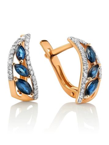 Golden Sapphire Earrings With Diamonds, image 