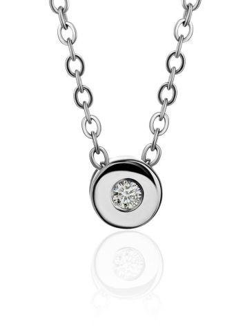 White Gold Round Pendant With Diamond And Synthetic Emerald, image 