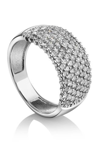 White Gold Band Ring With Diamonds, Ring Size: 8 / 18, image 