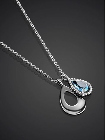 Silver Necklace With Synthetic Topaz Pendant, image , picture 2