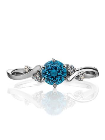Refined Silver Ring With Synthetic Topaz And Crystals, Ring Size: 7 / 17.5, image , picture 3