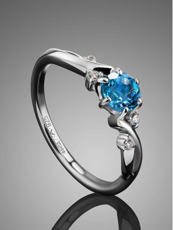 Refined Silver Ring With Synthetic Topaz And Crystals, Ring Size: 7 / 17.5, image , picture 2