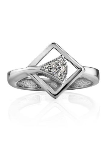 Geometric Silver Crystal Ring The Astro, Ring Size: 5.5 / 16, image , picture 3