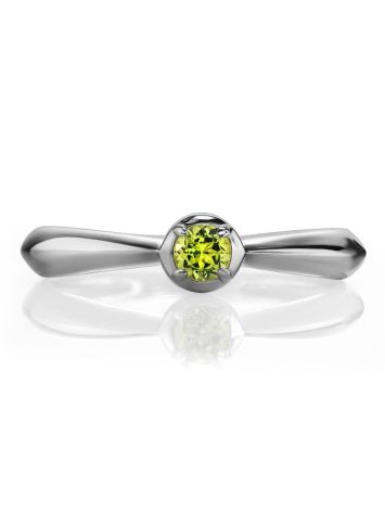 Silver Ring With Bright Chrysolite Centerstone, Ring Size: 5 / 15.5, image , picture 3