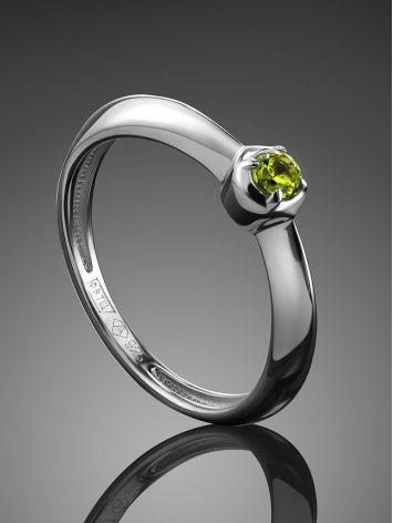 Silver Ring With Bright Chrysolite Centerstone, Ring Size: 5 / 15.5, image , picture 2