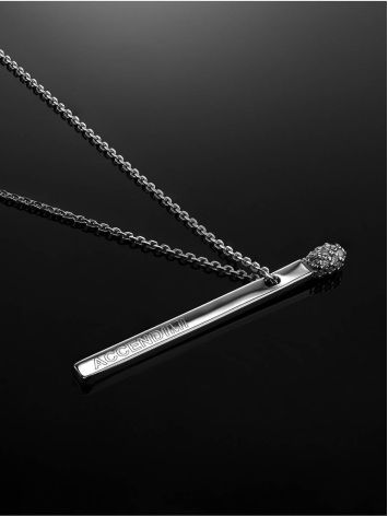 Stylish Silver Pendant Necklace With Crystals, Length: 40, image , picture 2