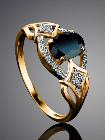 Golden Sapphire Ring With Diamonds The Mermaid, Ring Size: 8 / 18, image , picture 2