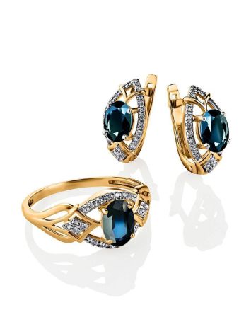 Golden Sapphire Ring With Diamonds The Mermaid, Ring Size: 8 / 18, image , picture 3