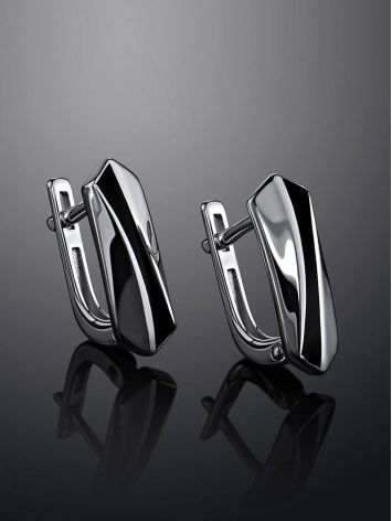 Black Enamel Silver Earrings, image , picture 2