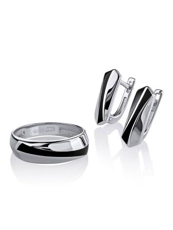 Black Enamel Silver Earrings, image , picture 3
