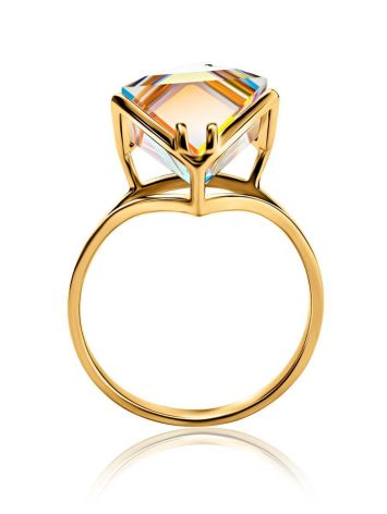 Geometric Golden Ring With Synthetic Quartz, Ring Size: 9 / 19, image , picture 3
