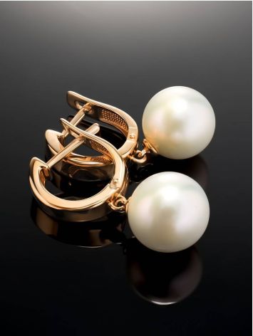 Pearl Drop Earrings In Gold The Serene, image , picture 2
