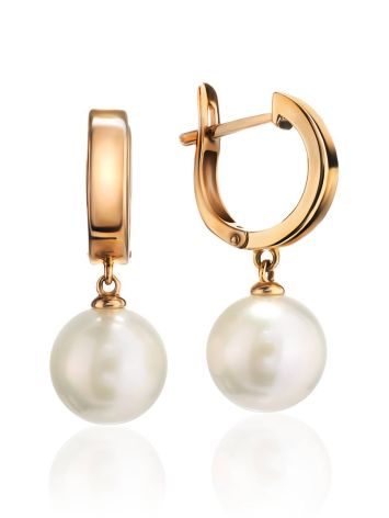 Pearl Drop Earrings In Gold The Serene, image 