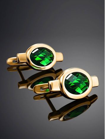 Green Crystal Earrings In Gold, image , picture 2