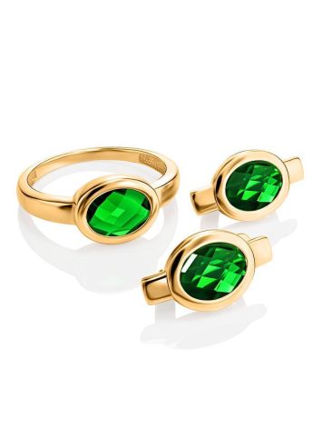 Green Crystal Earrings In Gold, image , picture 4