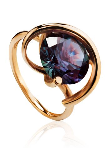 Golden Cocktail Ring With Synthetic Alexandrite, Ring Size: 7 / 17.5, image 