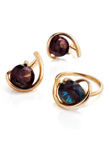 Golden Cocktail Ring With Synthetic Alexandrite, Ring Size: 7 / 17.5, image , picture 5