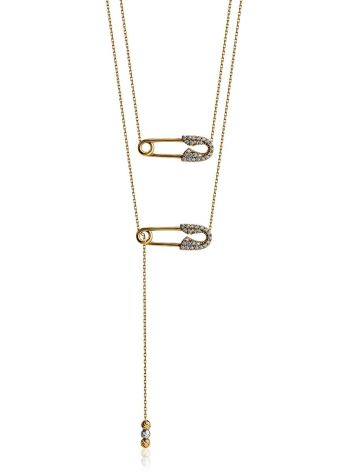 Designer Golden Necklace With Crystals, image 