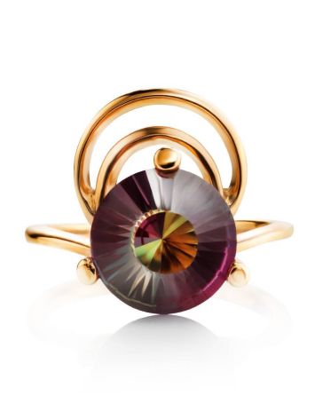 Golden Cocktail Ring With Alexandrite, Ring Size: 7 / 17.5, image , picture 4