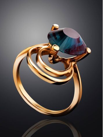 Golden Cocktail Ring With Alexandrite, Ring Size: 7 / 17.5, image , picture 2