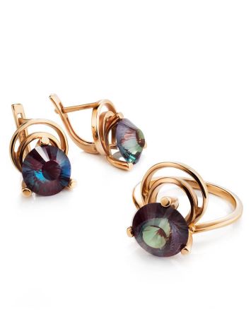 Golden Earrings With Alexandrite Centerstones, image , picture 4