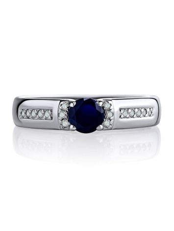Silver Ring With Synthetic Sapphire And Crystals, Ring Size: 6.5 / 17, image , picture 3
