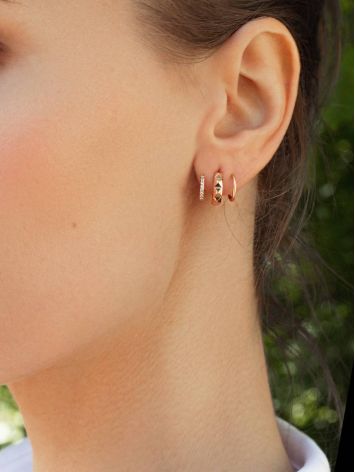 Golden Twisted Earrings With Crystals, image , picture 3