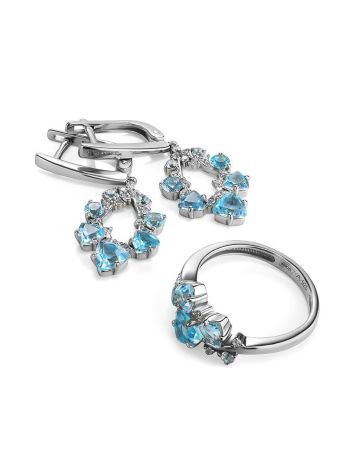 Silver Ring With Synthetic Topaz And White Crystals, Ring Size: 7 / 17.5, image , picture 5