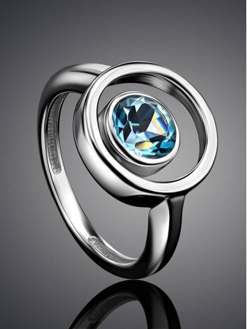 Sterling Silver Ring With Synthetic Topaz, Ring Size: 6 / 16.5, image , picture 2