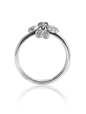 Silver Floral Ring With Crystals, Ring Size: 5 / 15.5, image , picture 4