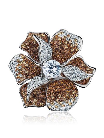 Silver Floral Ring With Crystals The Jungle, Ring Size: 8 / 18, image , picture 4