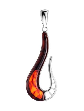 Bright Cherry Amber Pendant In Silver The Sunrise, image 