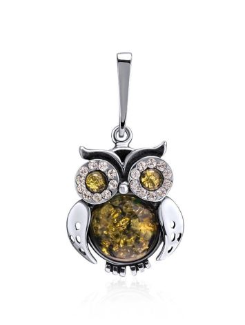 Cute Amber Owl Pendant, image 