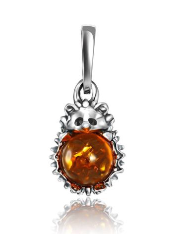 Tiny Amber Hedgehog Pendant, image 